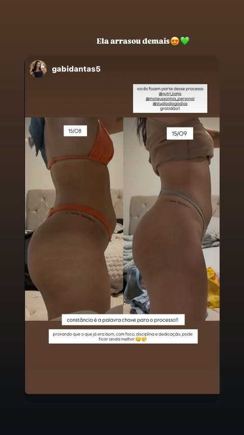 Comparação de evolução corporal ao longo do acompanhamento